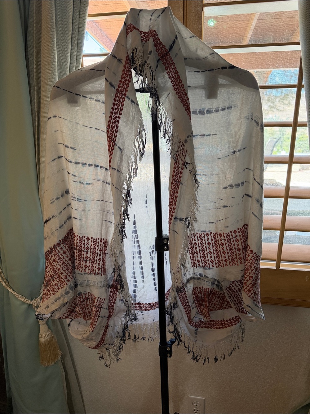 lovestitch Light Blue V-Neck Blouse with Rust Embroidery